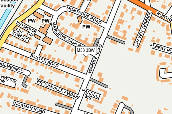 M33 3BW map - OS OpenMap – Local (Ordnance Survey)