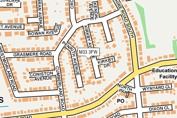 M33 3FW map - OS OpenMap – Local (Ordnance Survey)