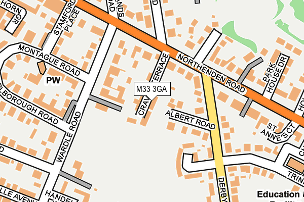 M33 3GA map - OS OpenMap – Local (Ordnance Survey)