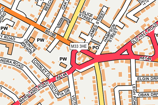 M33 3HE map - OS OpenMap – Local (Ordnance Survey)