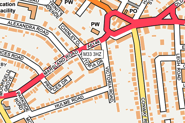 M33 3HZ map - OS OpenMap – Local (Ordnance Survey)