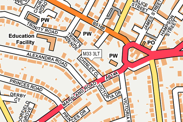 M33 3LT map - OS OpenMap – Local (Ordnance Survey)