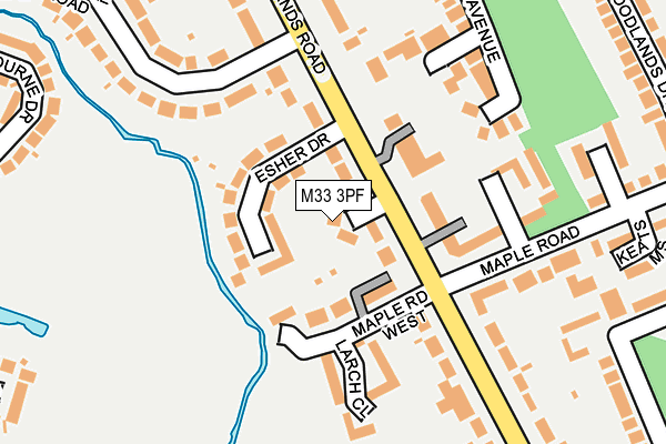 M33 3PF map - OS OpenMap – Local (Ordnance Survey)