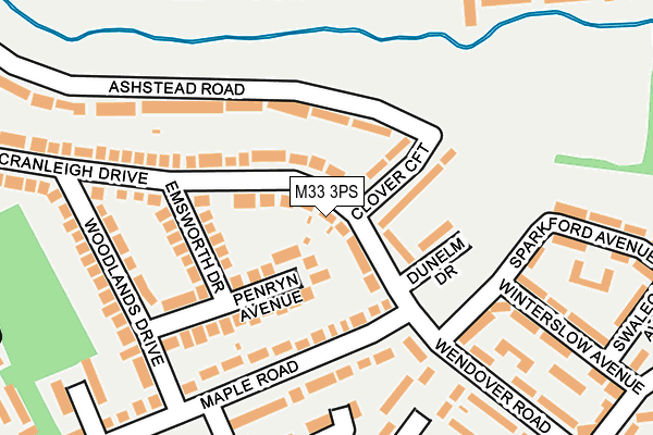 M33 3PS map - OS OpenMap – Local (Ordnance Survey)