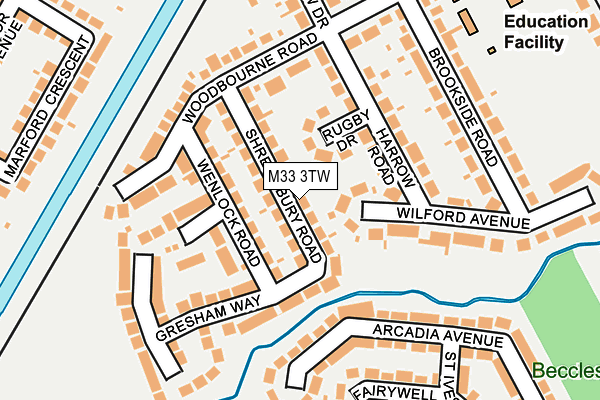 M33 3TW map - OS OpenMap – Local (Ordnance Survey)