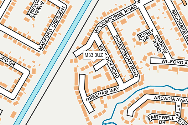 M33 3UZ map - OS OpenMap – Local (Ordnance Survey)