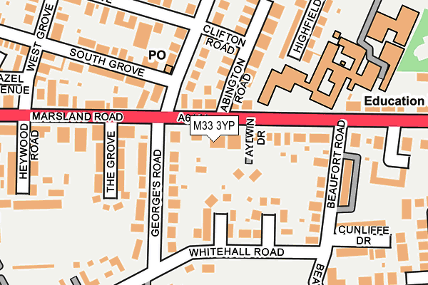 M33 3YP map - OS OpenMap – Local (Ordnance Survey)