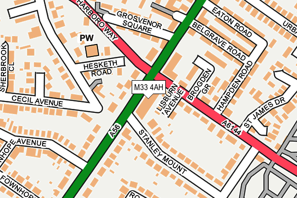 M33 4AH map - OS OpenMap – Local (Ordnance Survey)