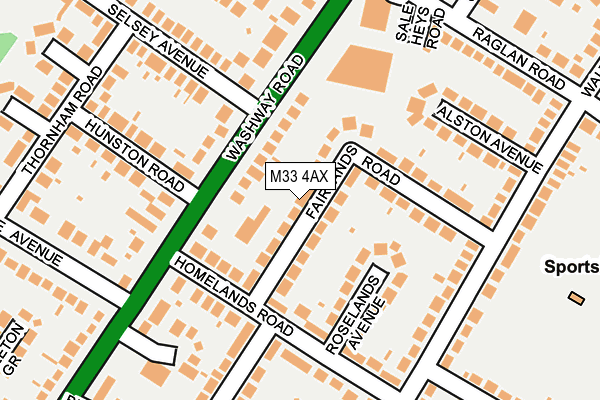 M33 4AX map - OS OpenMap – Local (Ordnance Survey)