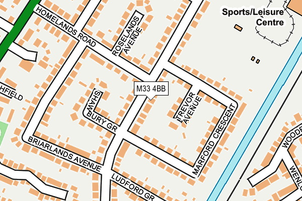 M33 4BB map - OS OpenMap – Local (Ordnance Survey)