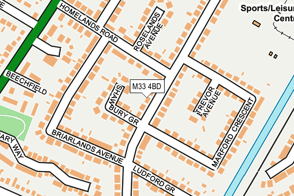 M33 4BD map - OS OpenMap – Local (Ordnance Survey)