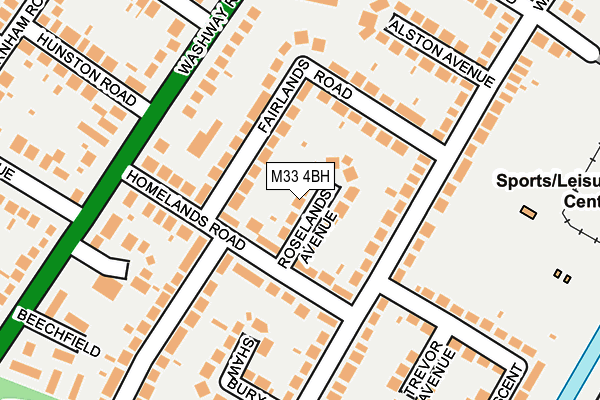 M33 4BH map - OS OpenMap – Local (Ordnance Survey)