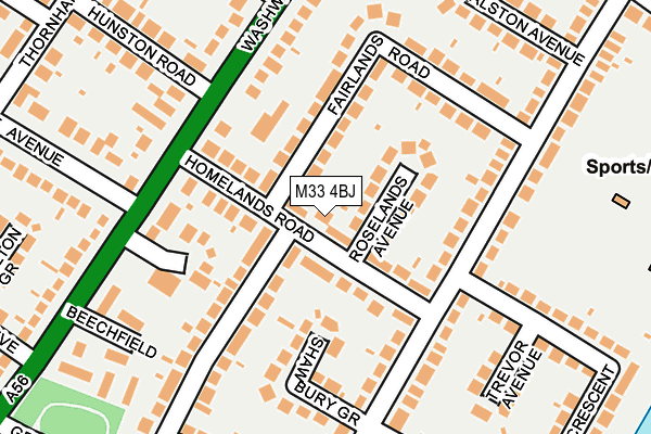 M33 4BJ map - OS OpenMap – Local (Ordnance Survey)