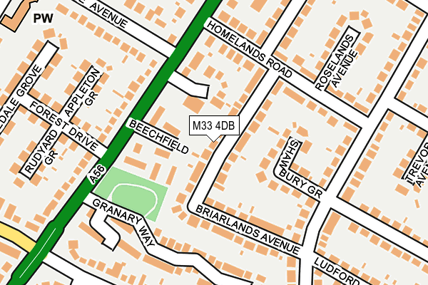 M33 4DB map - OS OpenMap – Local (Ordnance Survey)