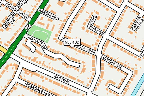 M33 4DD map - OS OpenMap – Local (Ordnance Survey)