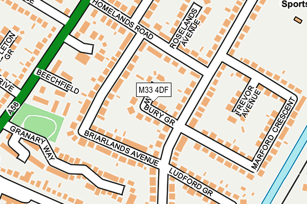 M33 4DF map - OS OpenMap – Local (Ordnance Survey)
