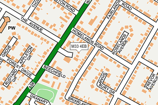 M33 4EB map - OS OpenMap – Local (Ordnance Survey)