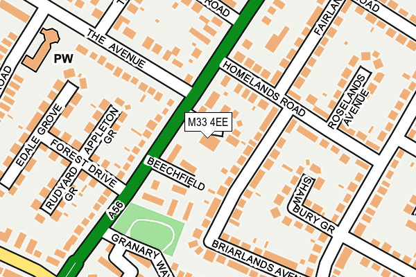 M33 4EE map - OS OpenMap – Local (Ordnance Survey)