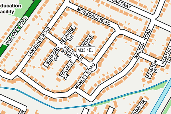 M33 4EJ map - OS OpenMap – Local (Ordnance Survey)