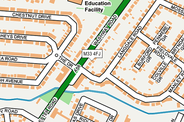 M33 4FJ map - OS OpenMap – Local (Ordnance Survey)