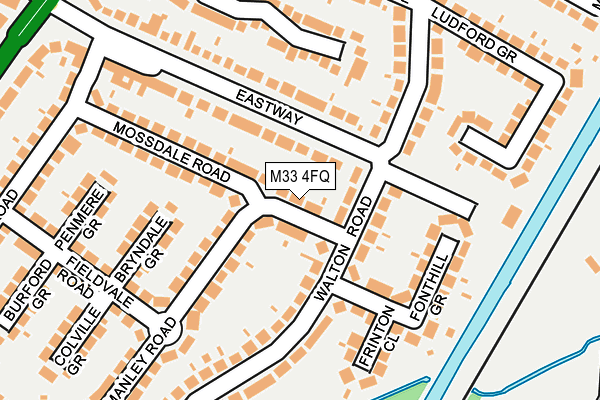 M33 4FQ map - OS OpenMap – Local (Ordnance Survey)