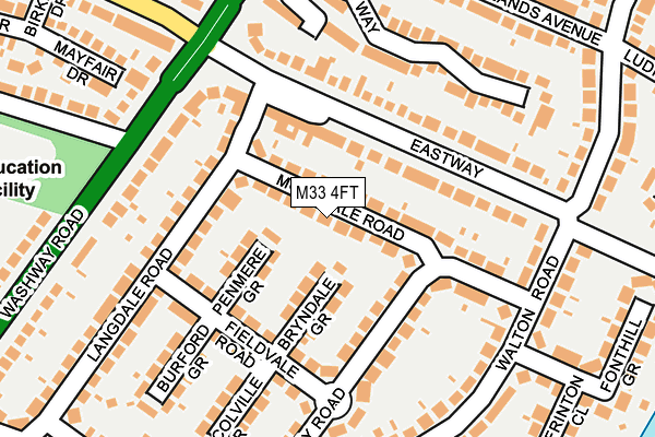 M33 4FT map - OS OpenMap – Local (Ordnance Survey)