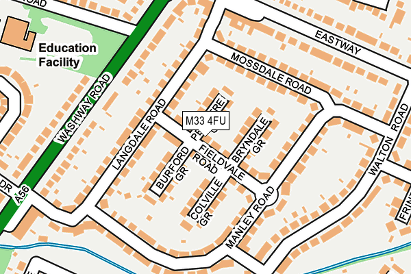 M33 4FU map - OS OpenMap – Local (Ordnance Survey)