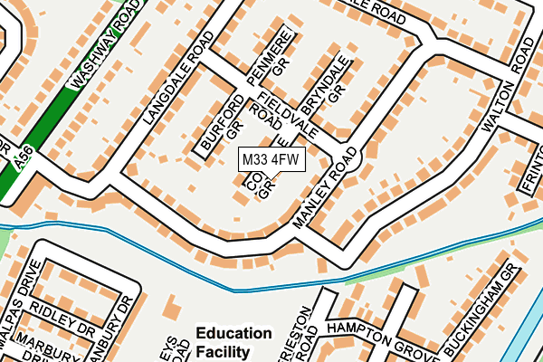 M33 4FW map - OS OpenMap – Local (Ordnance Survey)