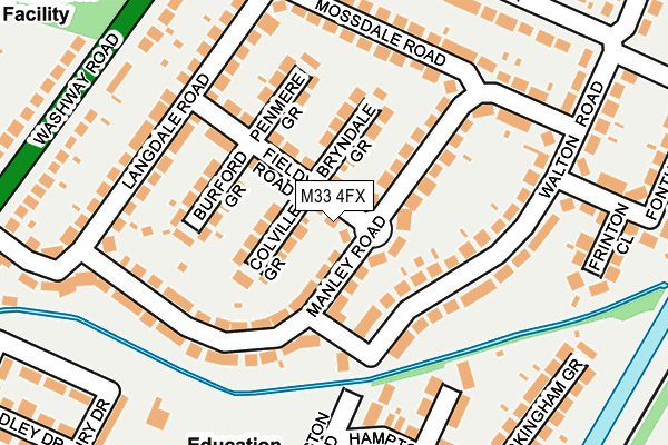 M33 4FX map - OS OpenMap – Local (Ordnance Survey)