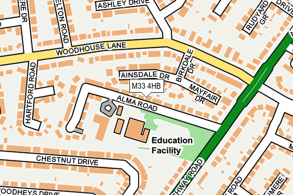 M33 4HB map - OS OpenMap – Local (Ordnance Survey)