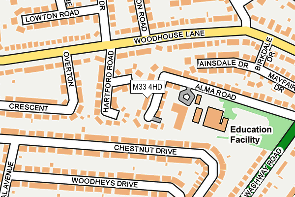 M33 4HD map - OS OpenMap – Local (Ordnance Survey)