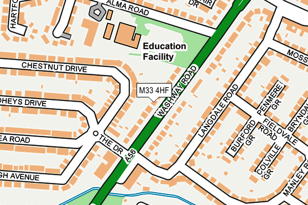 M33 4HF map - OS OpenMap – Local (Ordnance Survey)