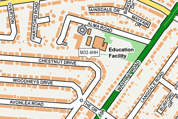 M33 4HH map - OS OpenMap – Local (Ordnance Survey)