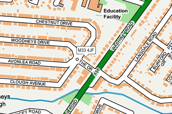 M33 4JF map - OS OpenMap – Local (Ordnance Survey)