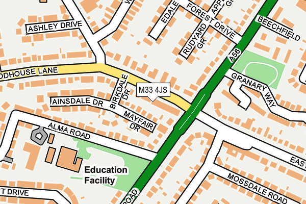 M33 4JS map - OS OpenMap – Local (Ordnance Survey)