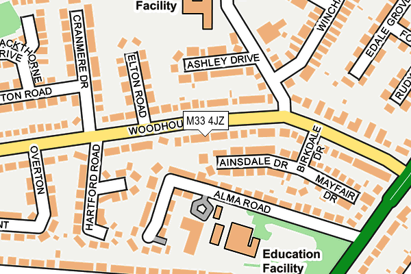 M33 4JZ map - OS OpenMap – Local (Ordnance Survey)