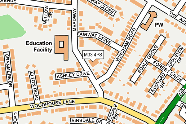 M33 4PS map - OS OpenMap – Local (Ordnance Survey)