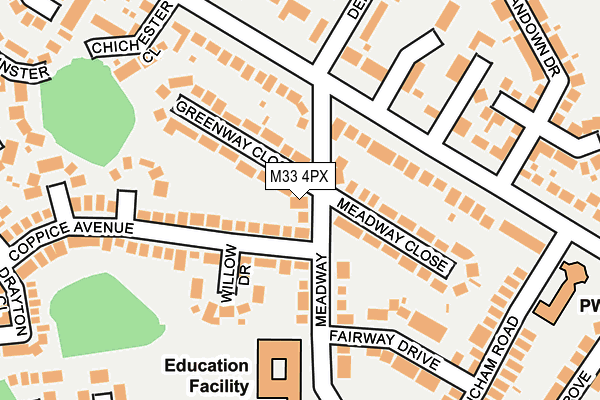 M33 4PX map - OS OpenMap – Local (Ordnance Survey)