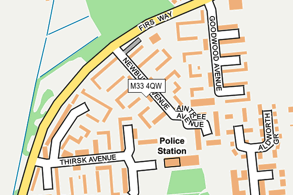 M33 4QW map - OS OpenMap – Local (Ordnance Survey)