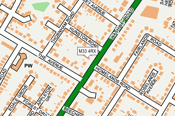 M33 4RX map - OS OpenMap – Local (Ordnance Survey)