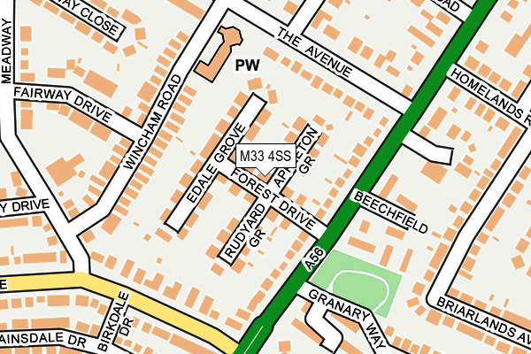 M33 4SS map - OS OpenMap – Local (Ordnance Survey)