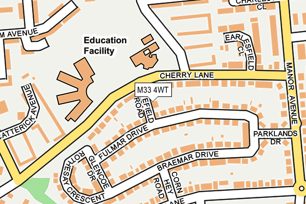 M33 4WT map - OS OpenMap – Local (Ordnance Survey)