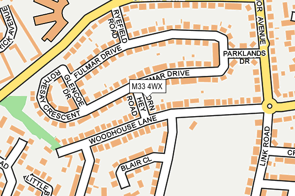 M33 4WX map - OS OpenMap – Local (Ordnance Survey)