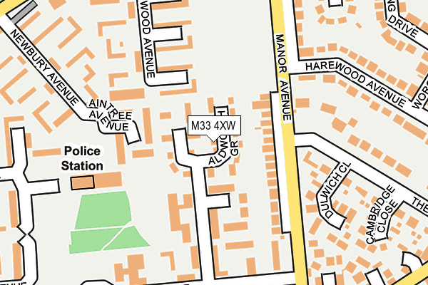 M33 4XW map - OS OpenMap – Local (Ordnance Survey)