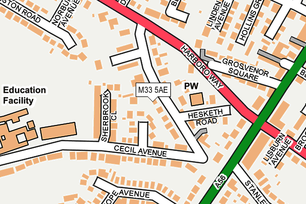 M33 5AE map - OS OpenMap – Local (Ordnance Survey)