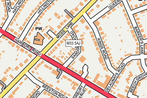 M33 5AJ map - OS OpenMap – Local (Ordnance Survey)