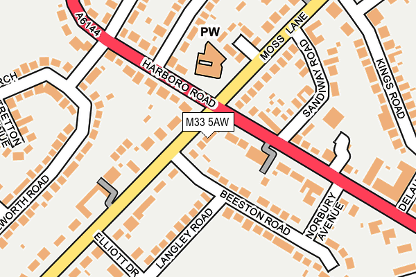 M33 5AW map - OS OpenMap – Local (Ordnance Survey)