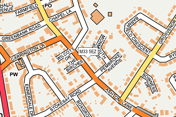 M33 5EZ map - OS OpenMap – Local (Ordnance Survey)