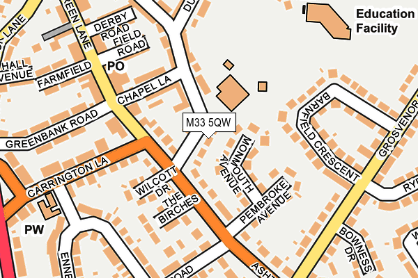 M33 5QW map - OS OpenMap – Local (Ordnance Survey)