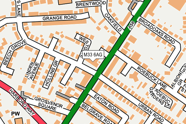 M33 6AG map - OS OpenMap – Local (Ordnance Survey)